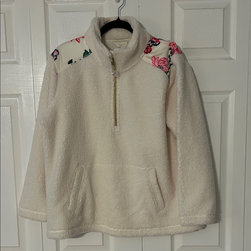 NWT Lilly Pulitzer Cream Sherpa half zip size L